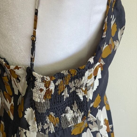 OLD NAVY Woven Cami Grey Floral Defined Waist Spaghetti Strap Dress L - Picture 10 of 16